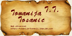Tomanija Tošanić vizit kartica